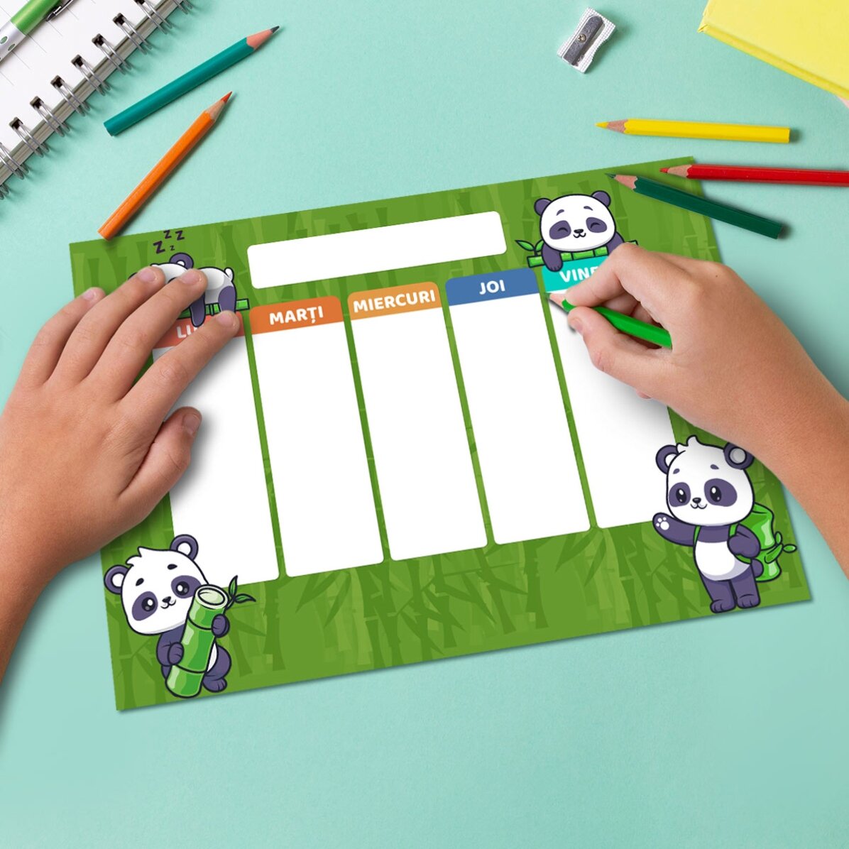 Orario personalizzato con testo - Cute Panda