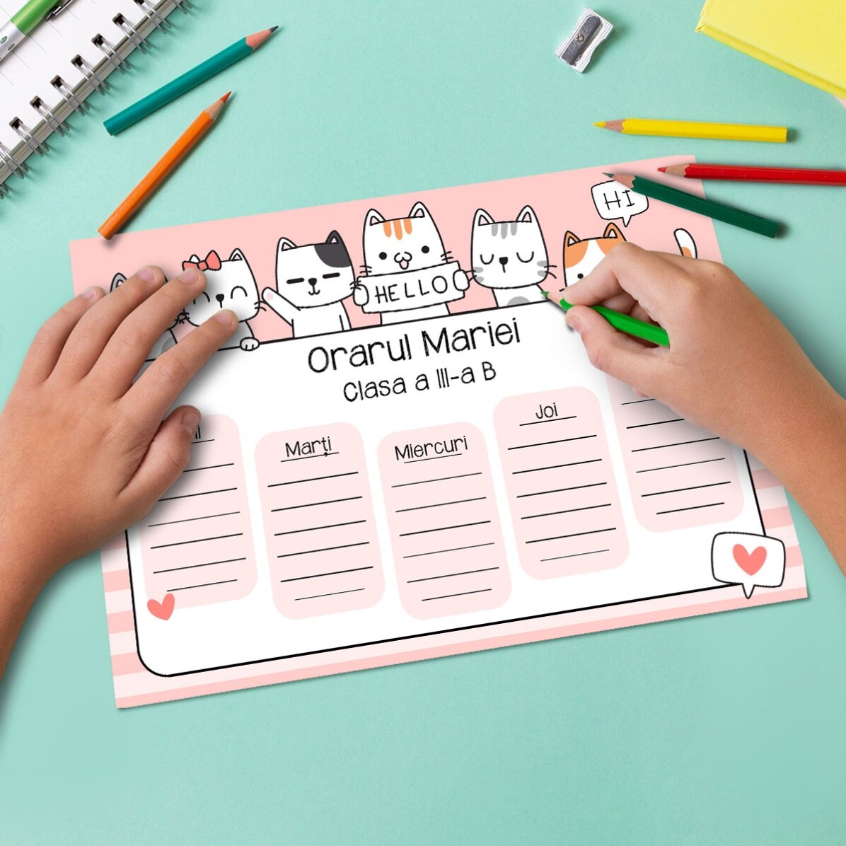 Orario personalizzato con testo - Kitty