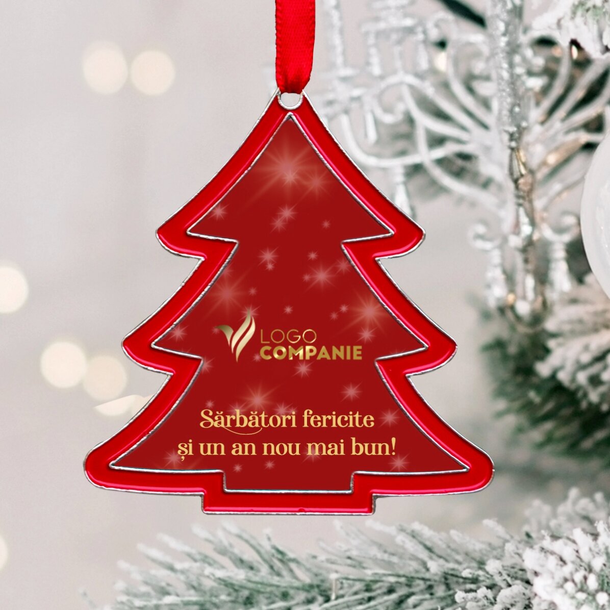 Decorazione natalizia personalizzata con logo e messaggio - modello "alberello"