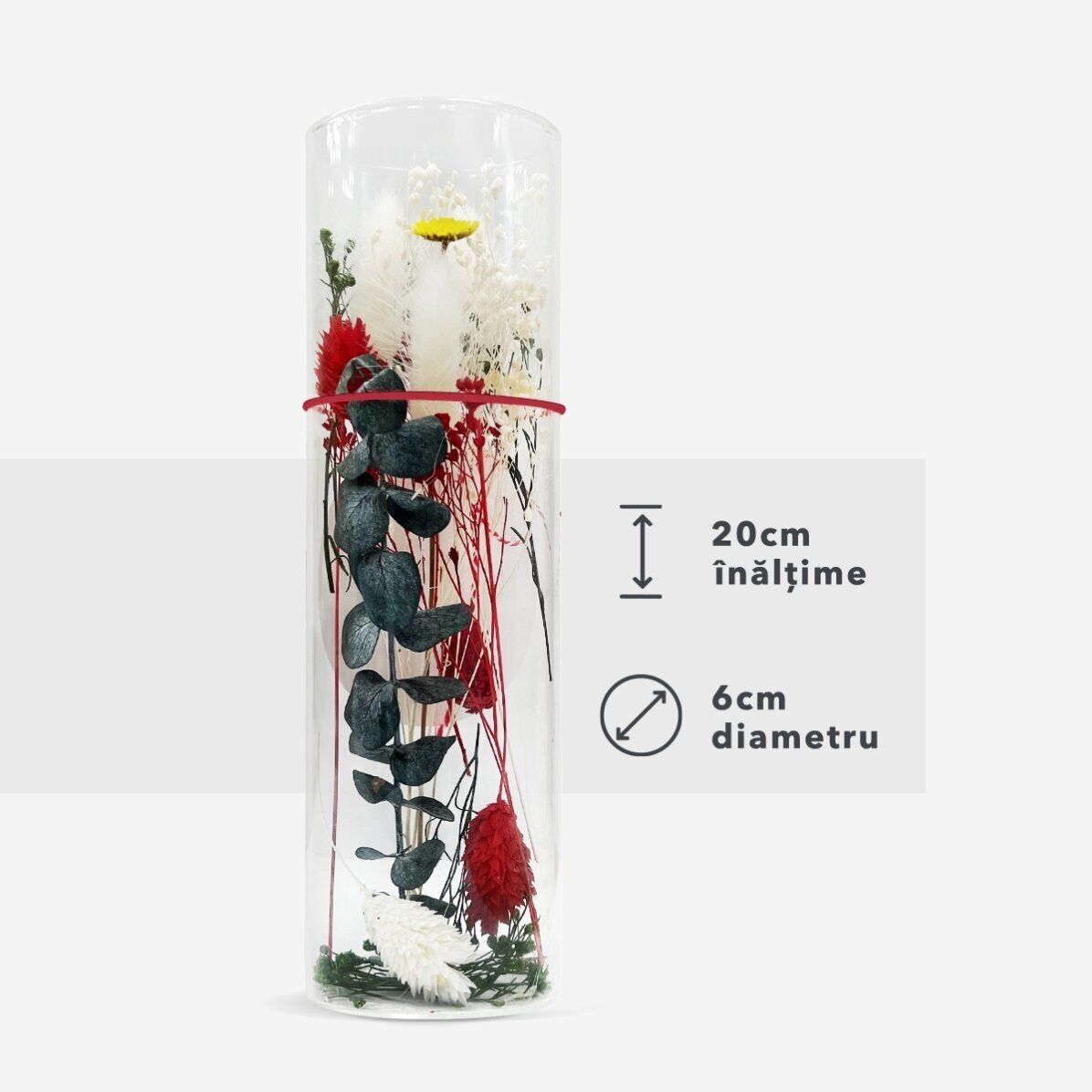 Glass ornament with preserved flowers, personalised with text - Floral