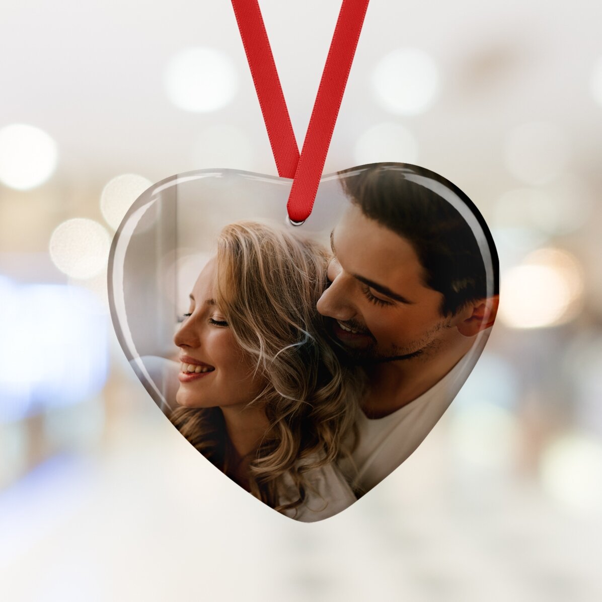 Ciondolo a forma di cuore in vetro personalizzato con una foto