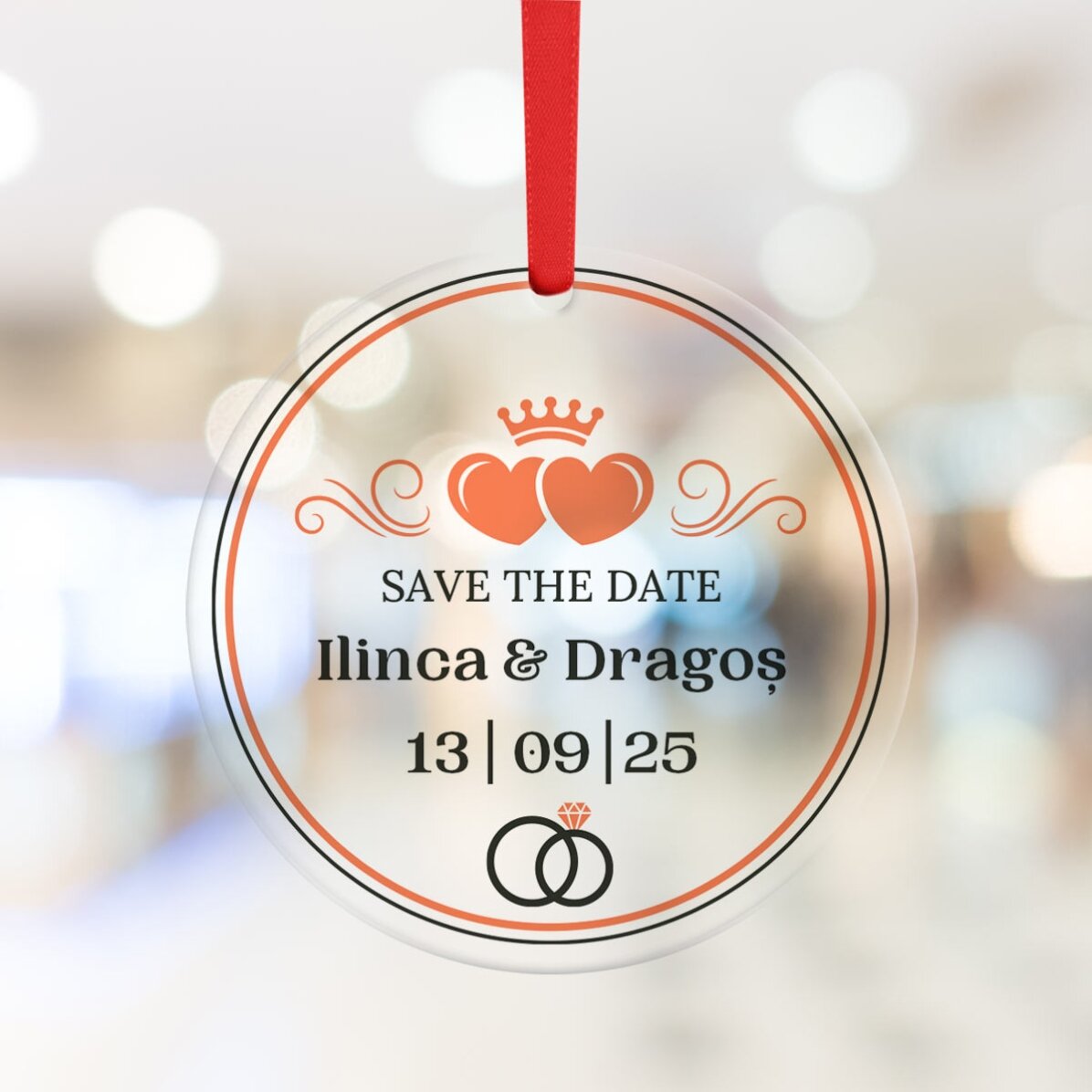 Decorazione rotonda personalizzata con messaggio - Save the Date