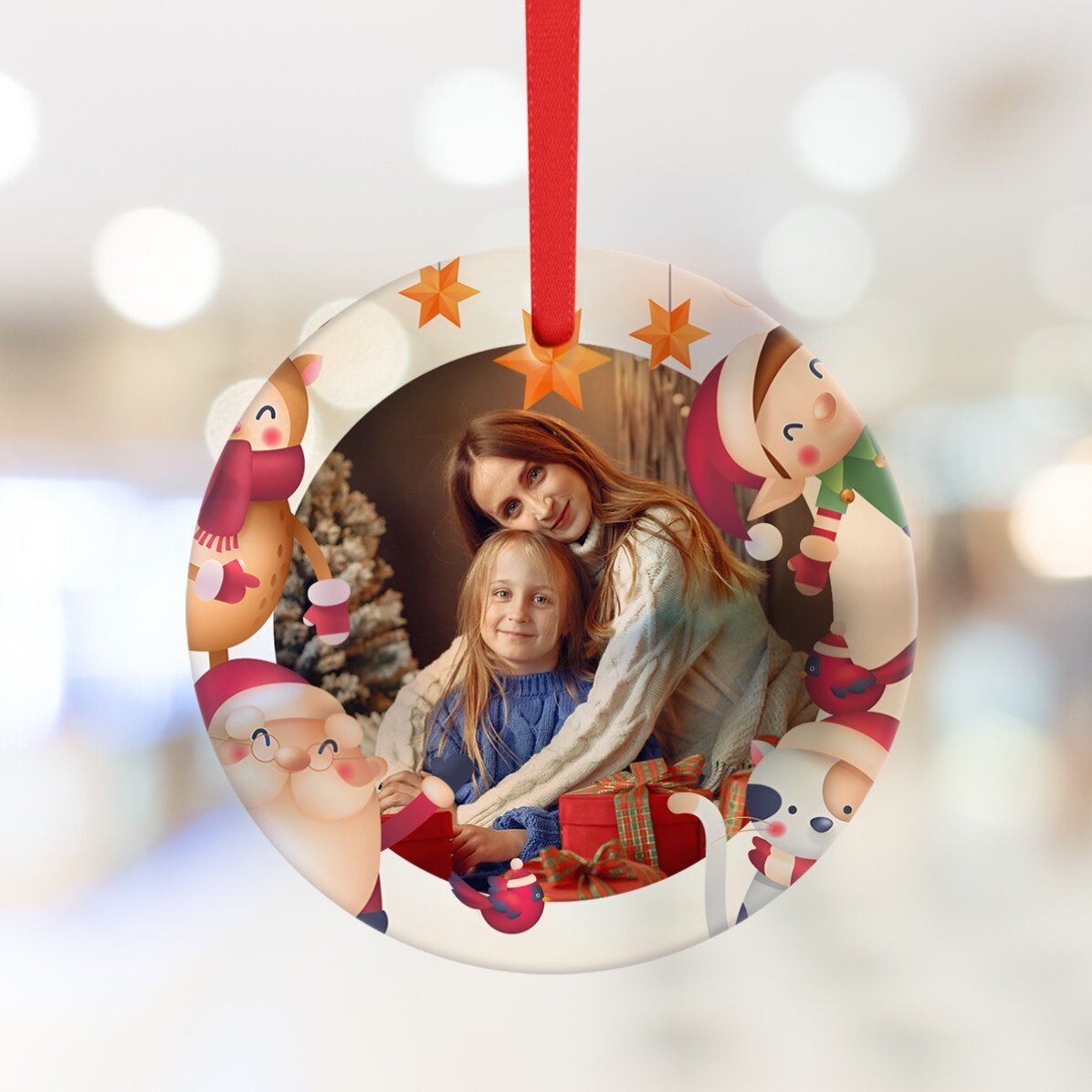 Decorazione rotonda personalizzata con foto - Natale