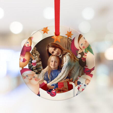 Personalised round ornament with photo - Christmas