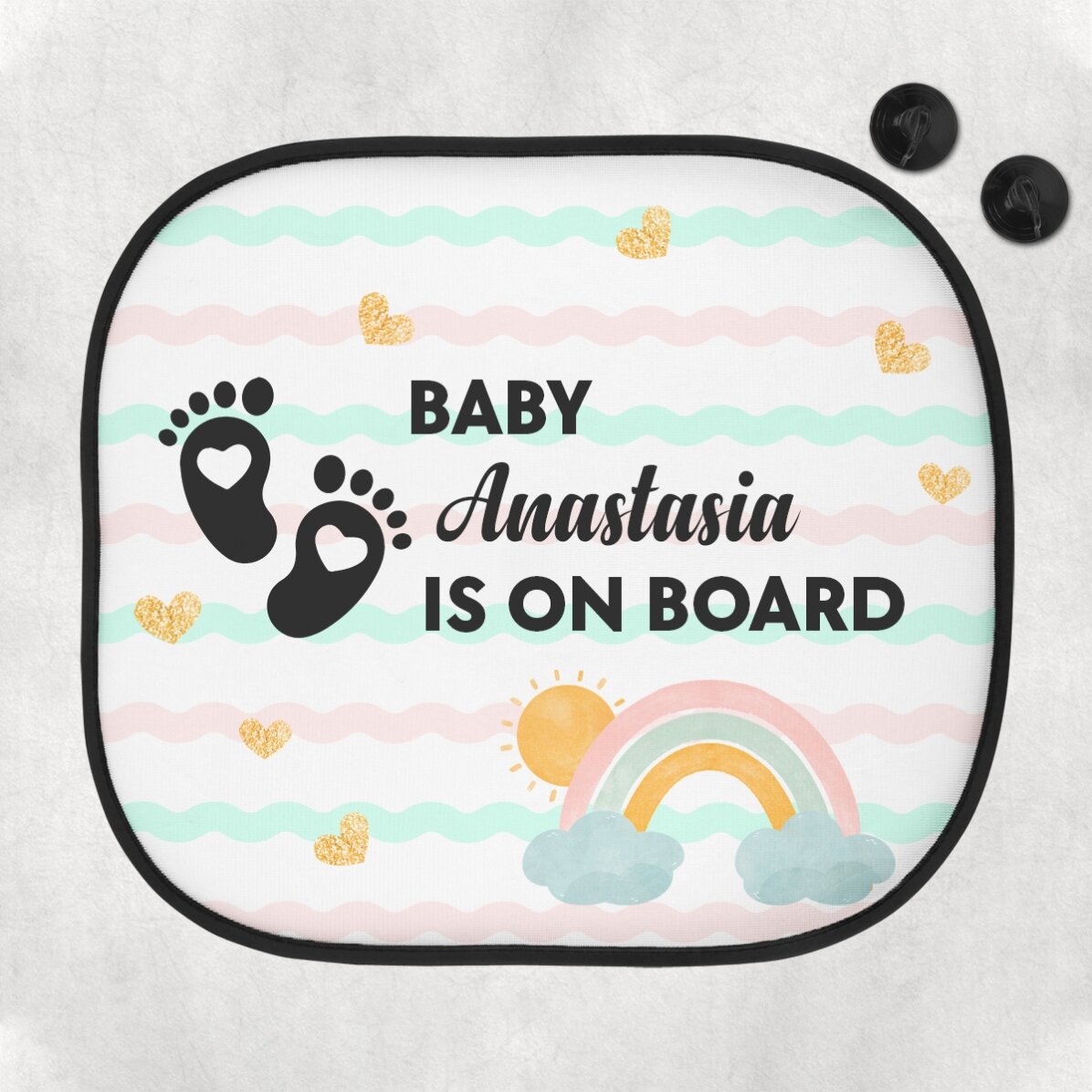 Personalised car sunshade with message - Baby on board