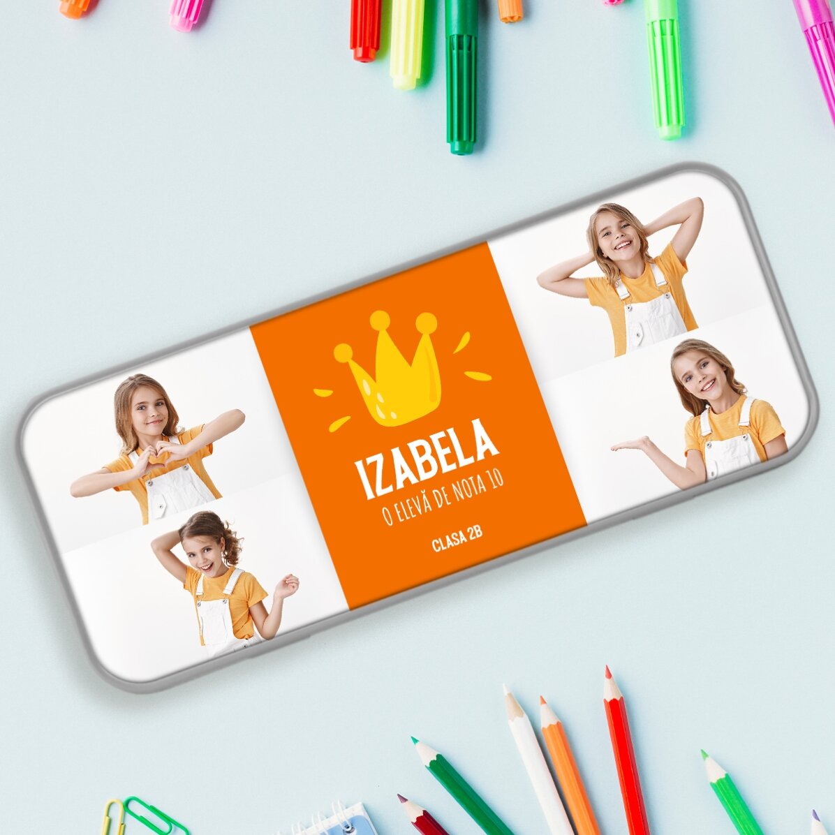 Astuccio personalizzato con 4 foto e testo - Il miglior studente