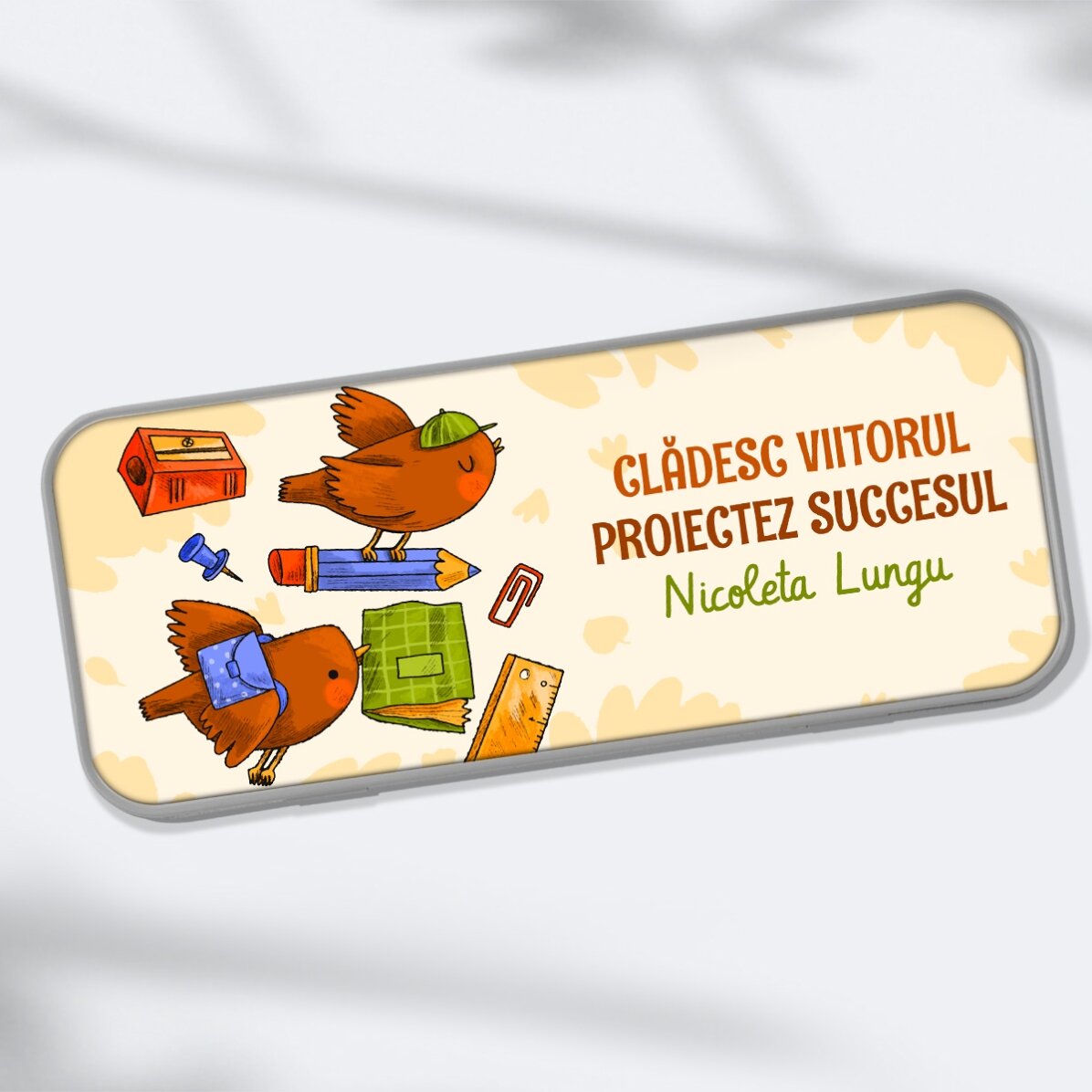 Astuccio personalizzato con scritta - Learning birds