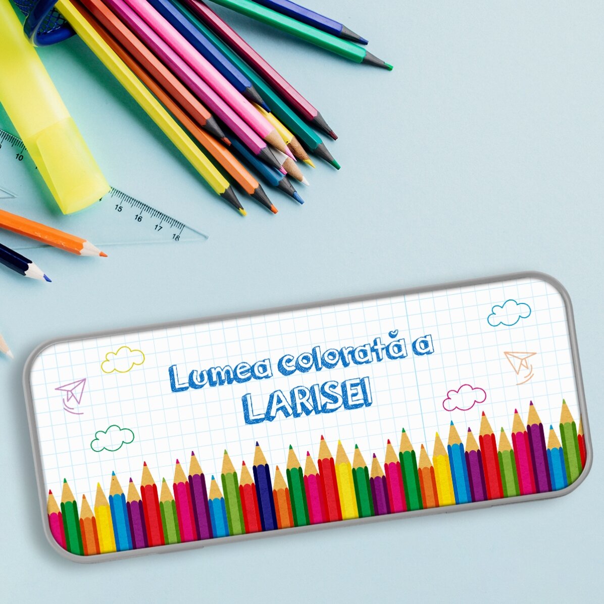 Astuccio personalizzato con scritta - Un mondo colorato