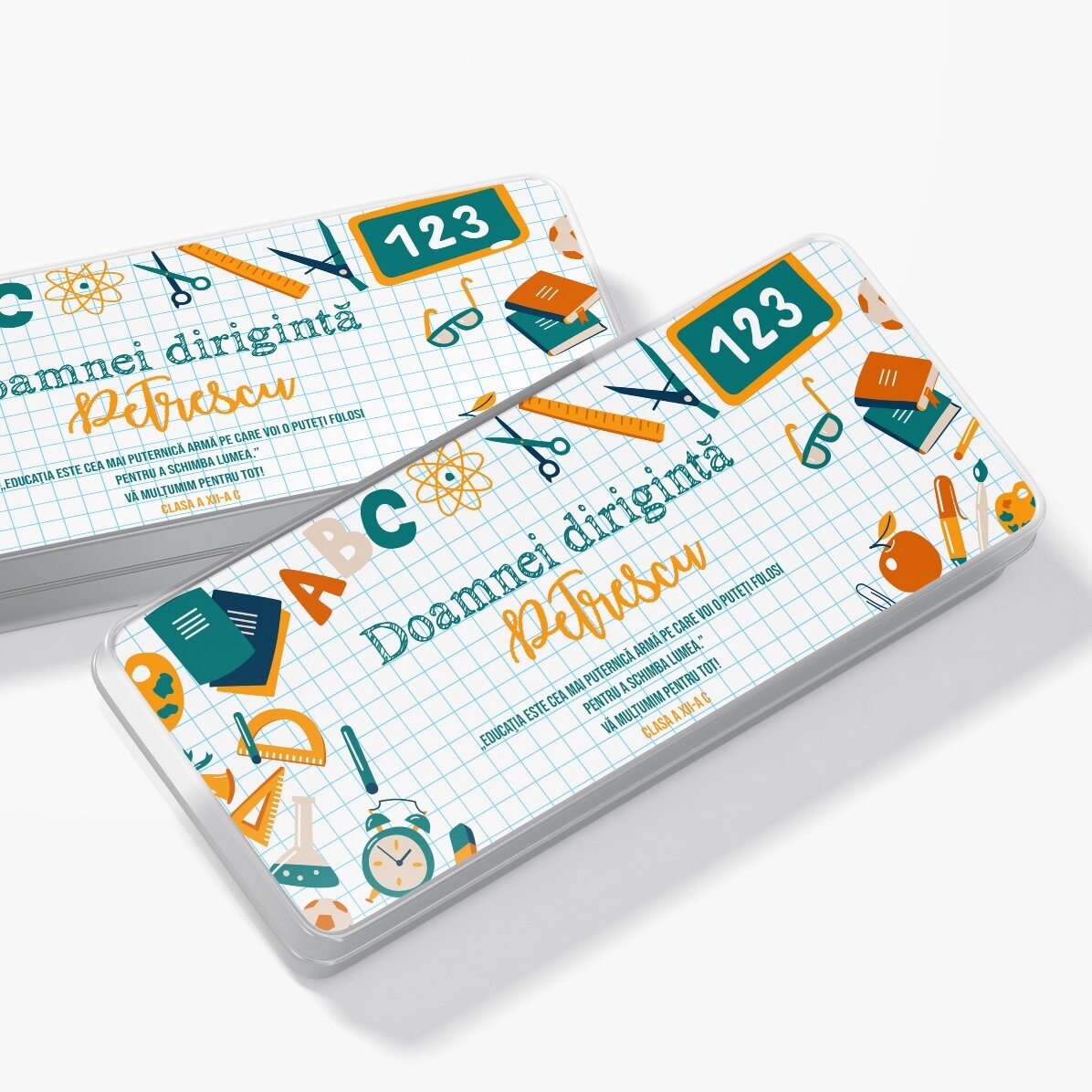 Astuccio personalizzato con una dedica per gli insegnanti