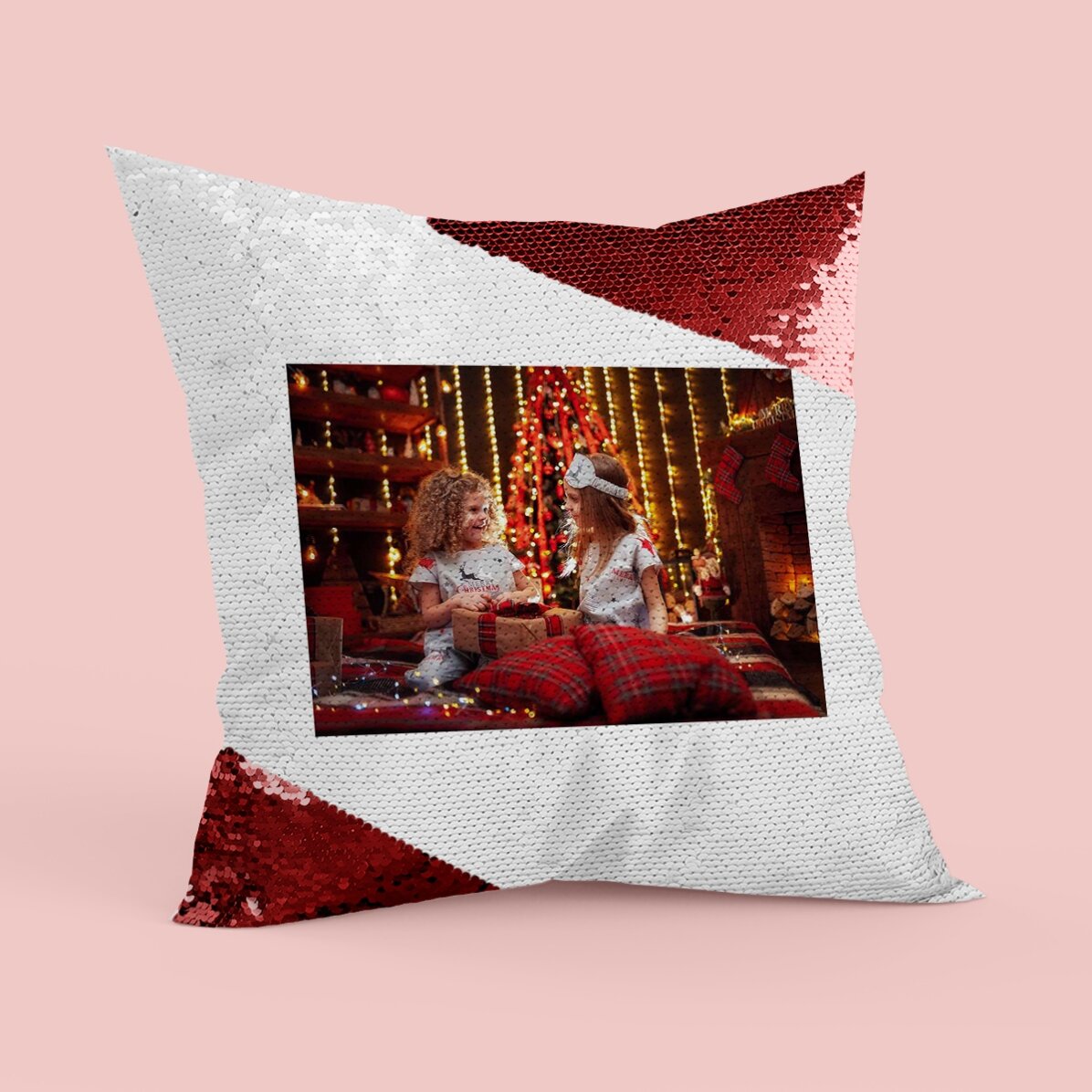 Cuscino con paillettes personalizzato con foto