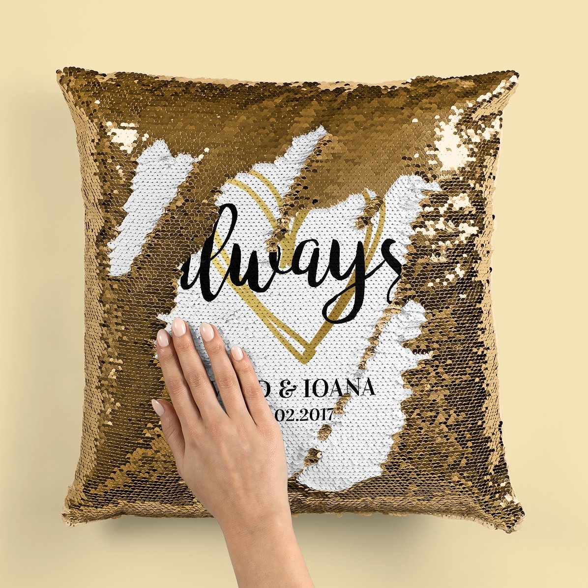 Cuscino con paillettes personalizzato con scritta - Always