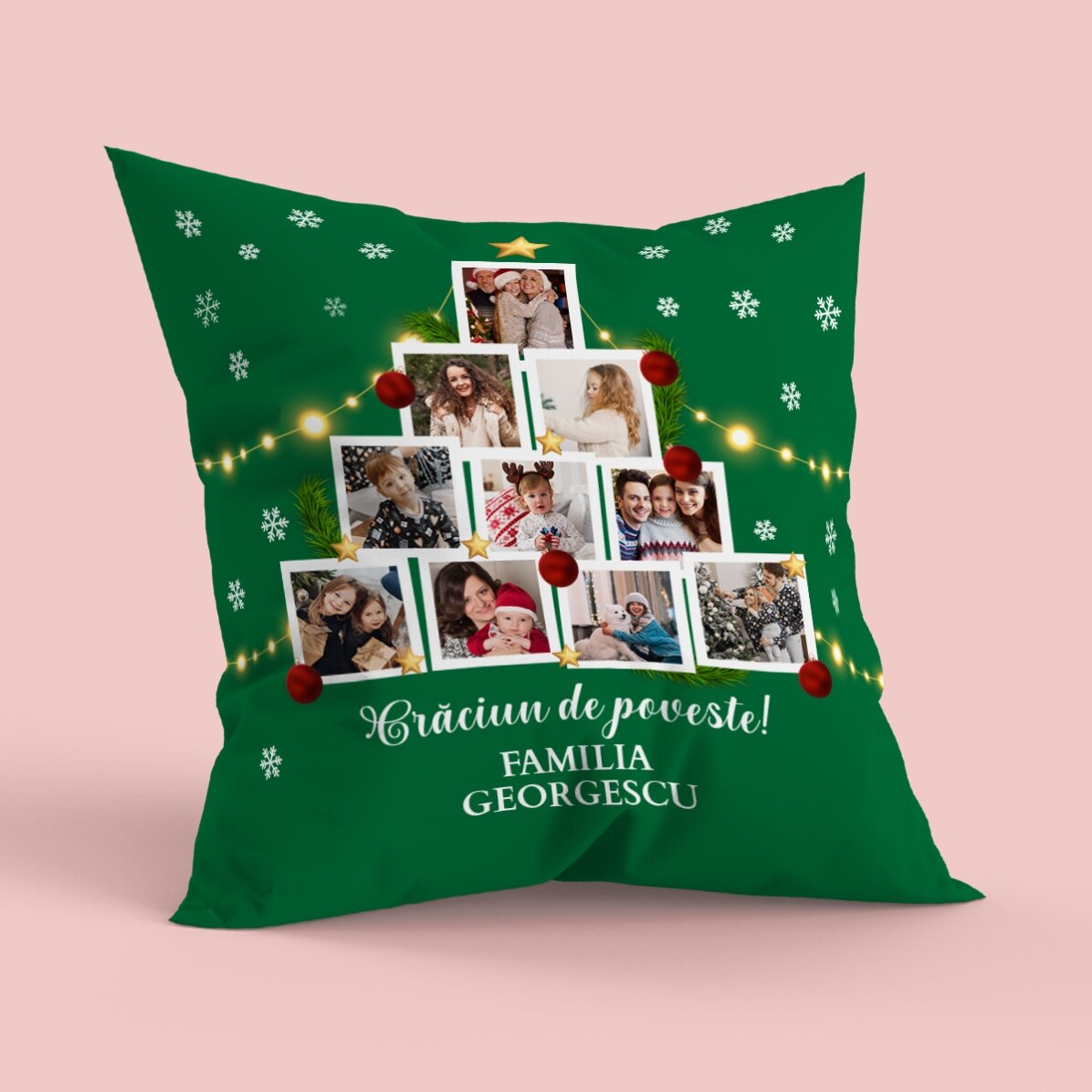 Cuscino personalizzato con 10 foto e un messaggio - Natale