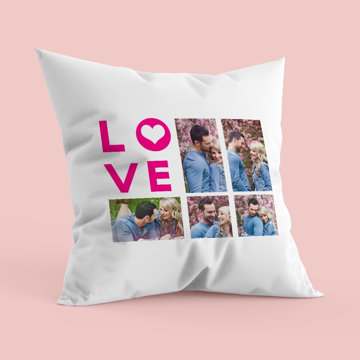 Cuscino personalizzato con 5 foto - modello "love"