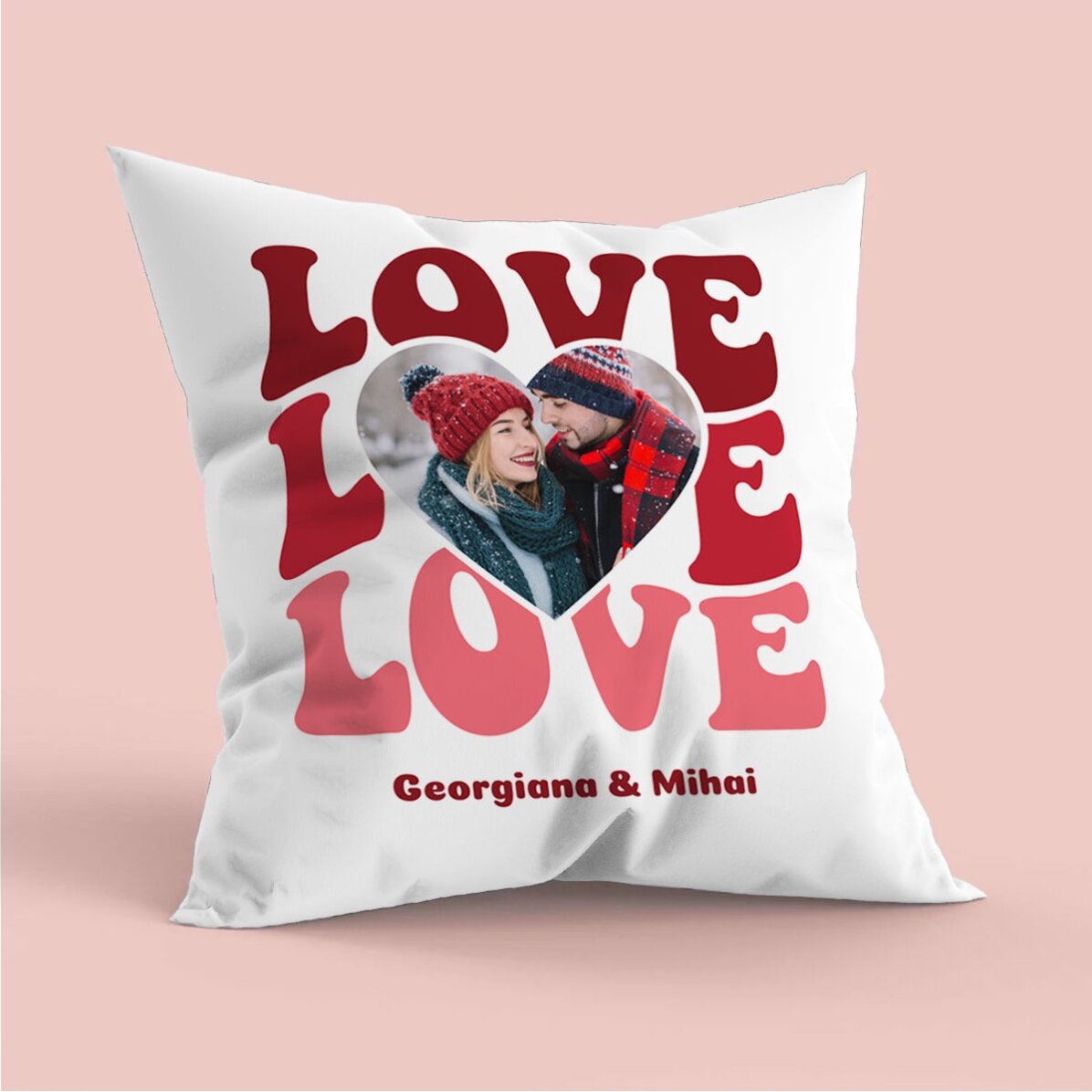 Cuscino personalizzato con foto e testo - Love