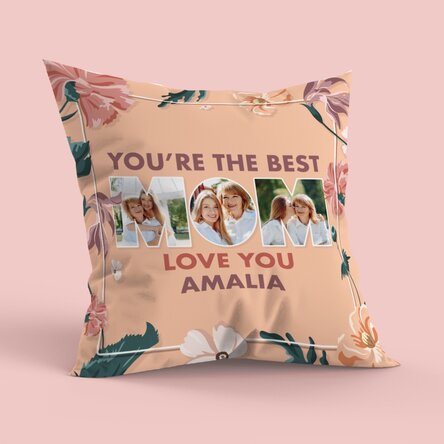 Personalised cushion with photos and text, large format - Mom