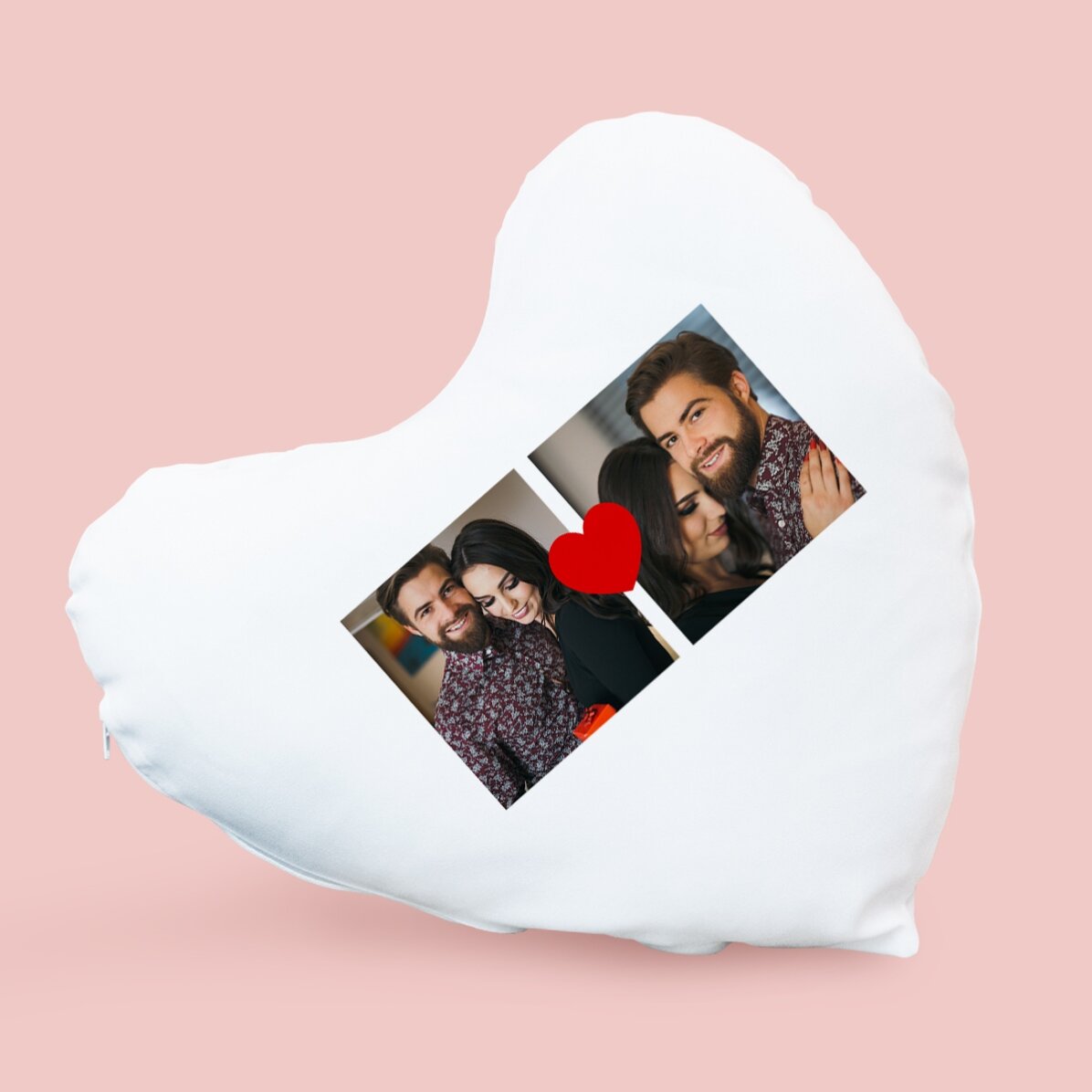 Cuscino personalizzato a forma di cuore con 2 foto