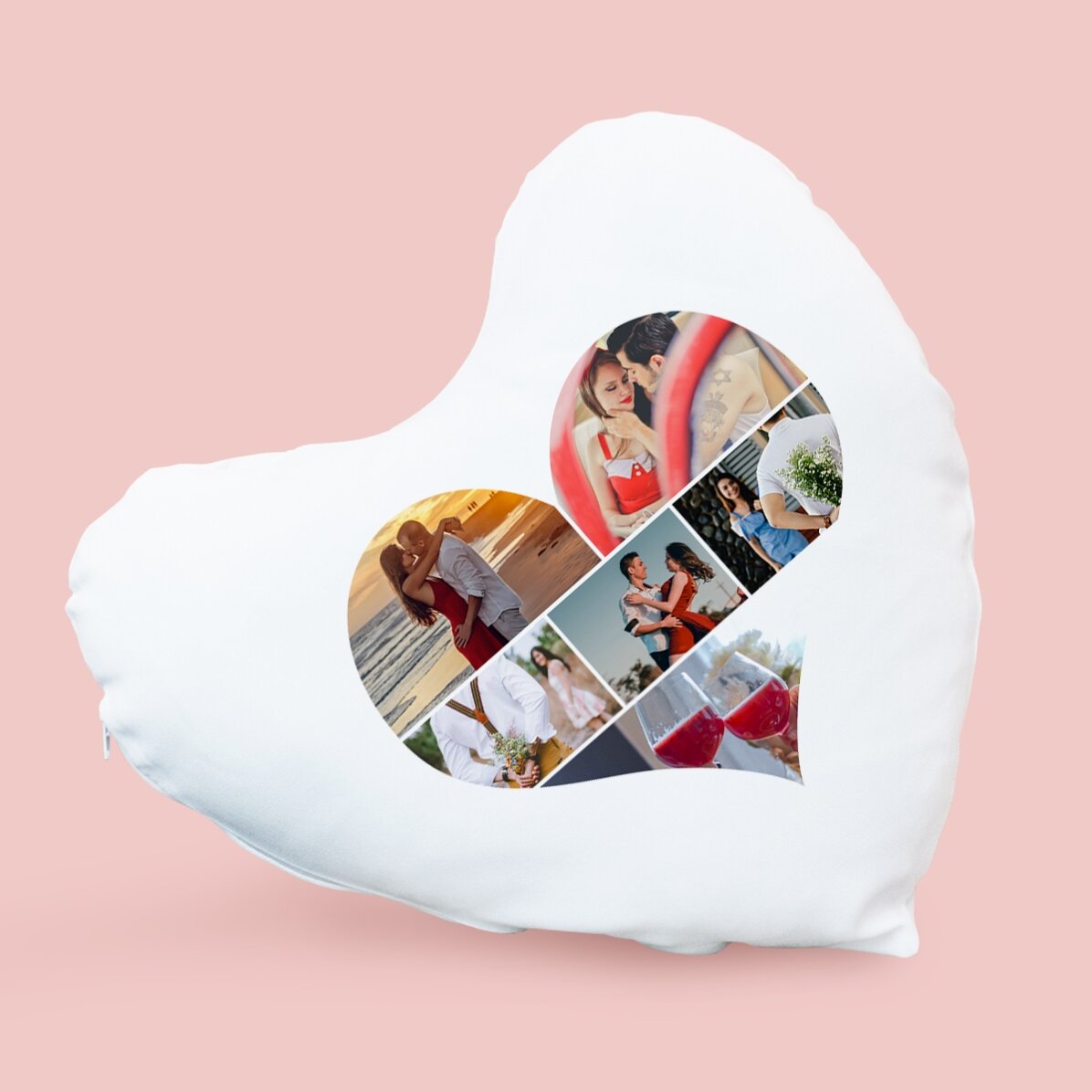 Cuscino personalizzato a forma di cuore con 6 foto