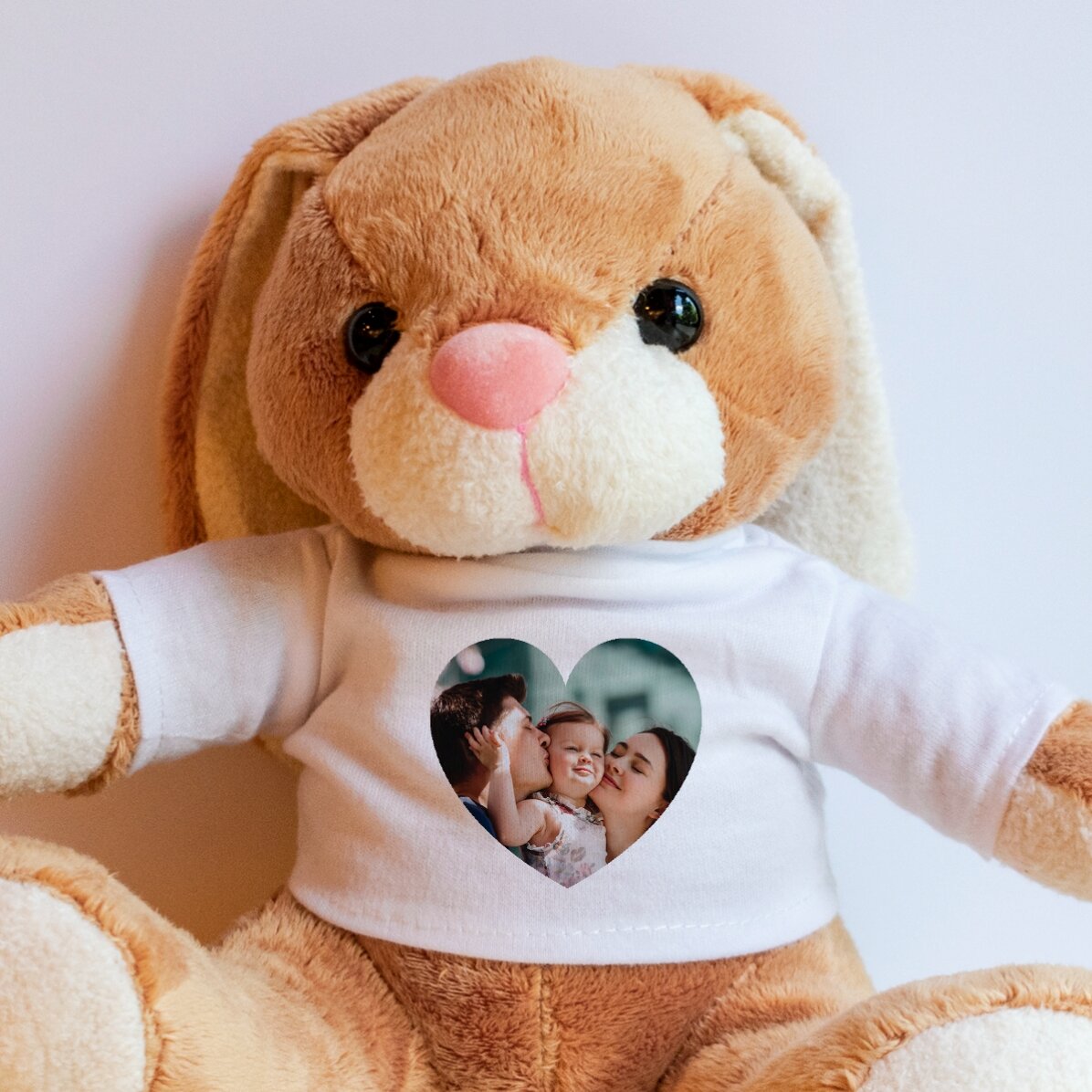 Coniglietto personalizzato con una foto - Modello a forma di cuore