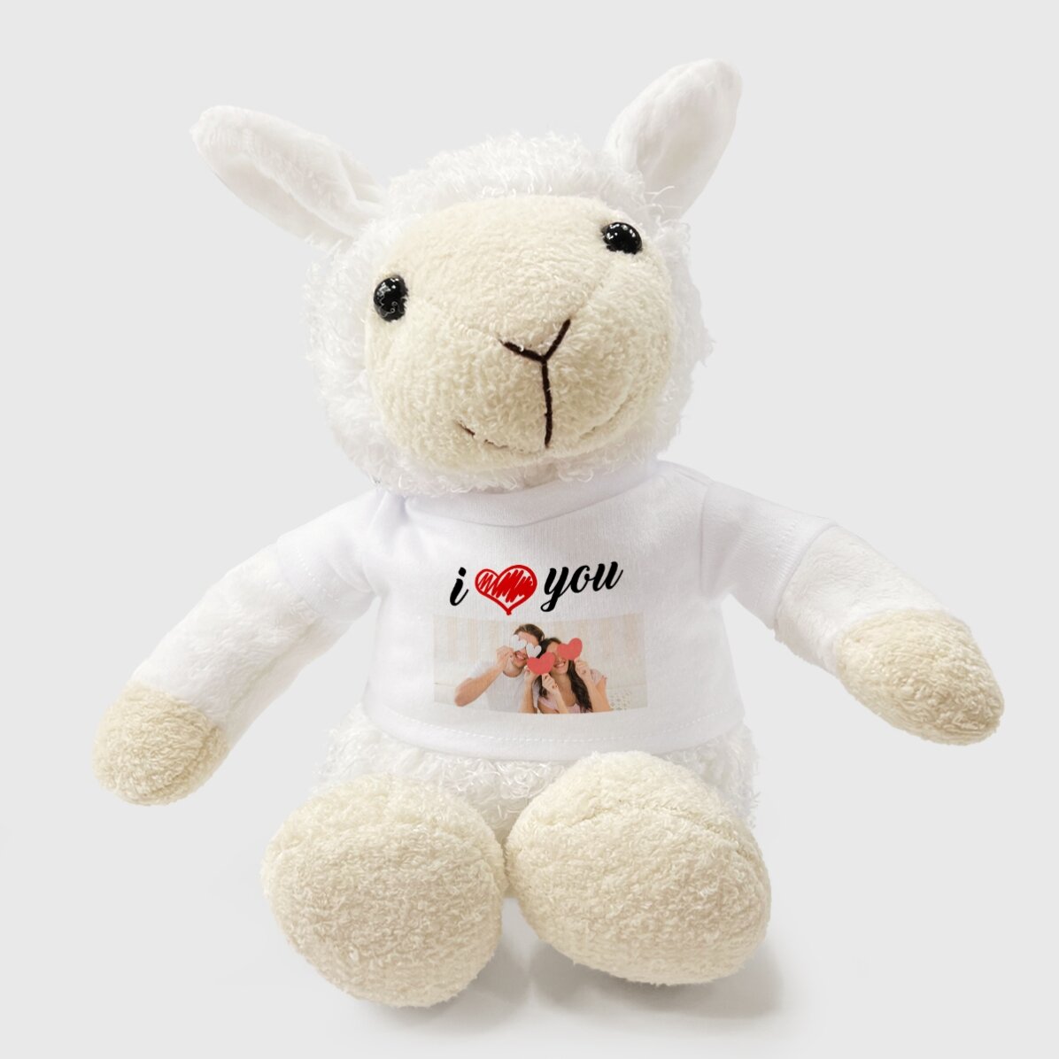 Pelluche di pecora personalizzato con una foto - I love you