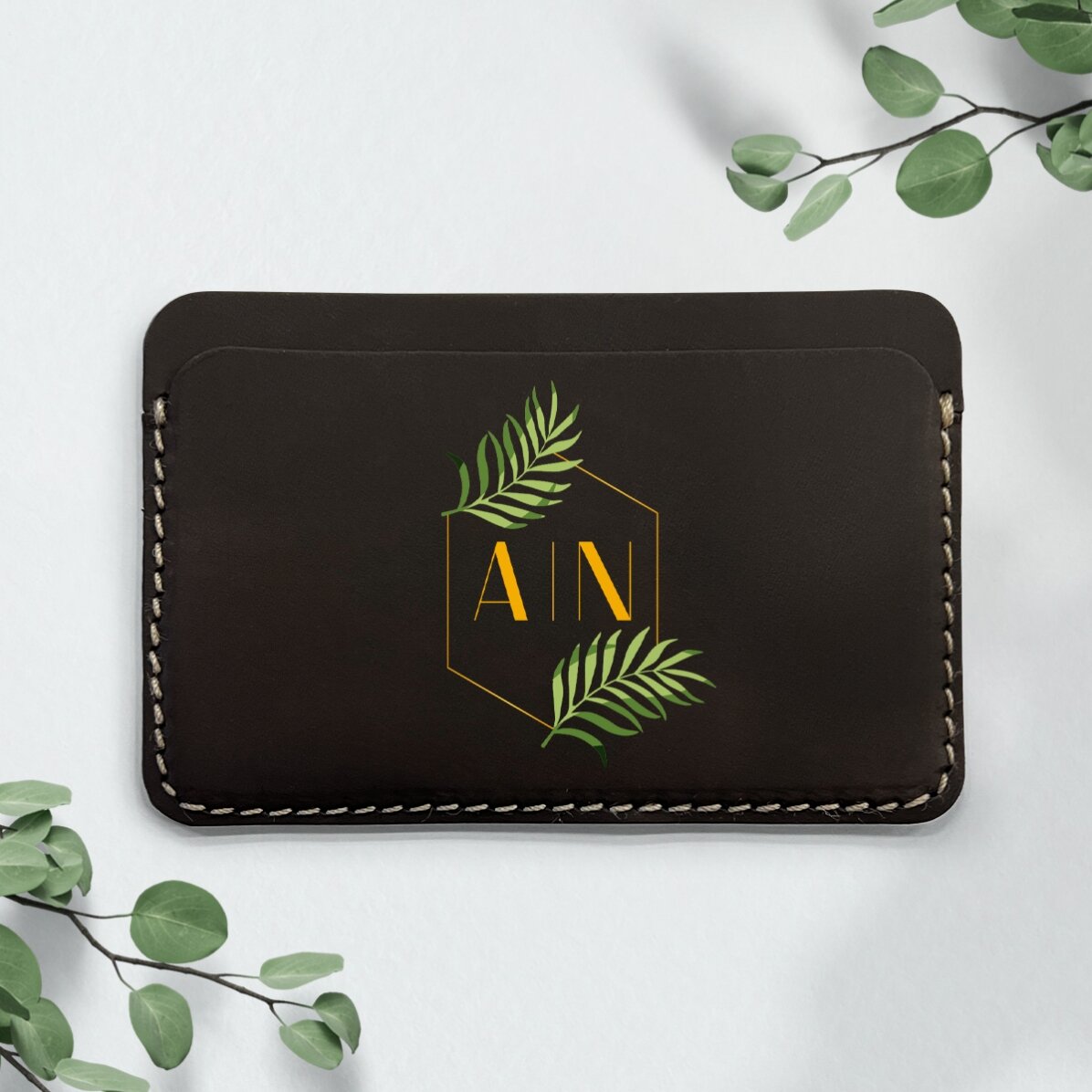 Portafoglio in pelle personalizzato a colori con scritta - Oro