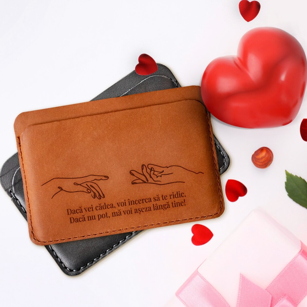 Portafoglio in pelle personalizzato con messaggio - Se dovessi cadere
