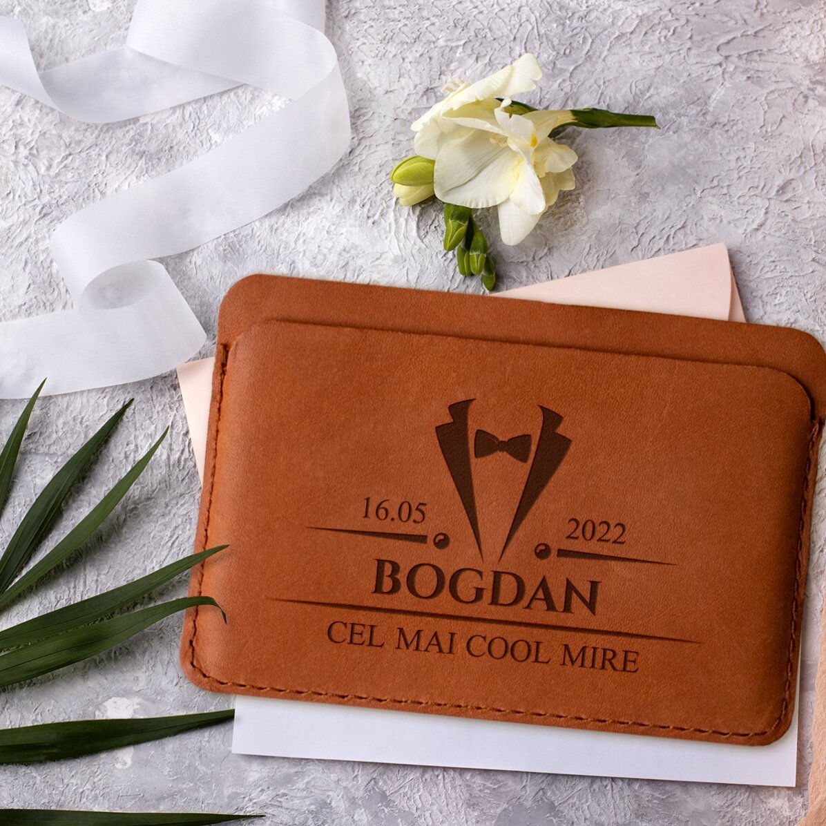 Portafoglio in pelle personalizzato con scritta - Elegante