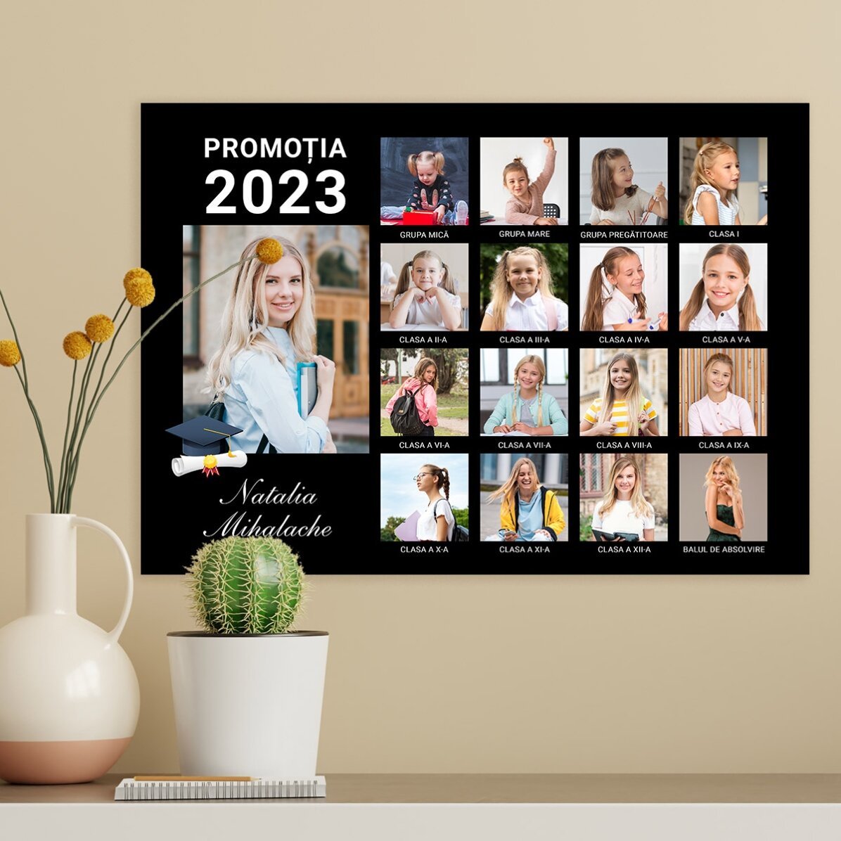 Poster personalizzato con 17 foto e testo - Laurea