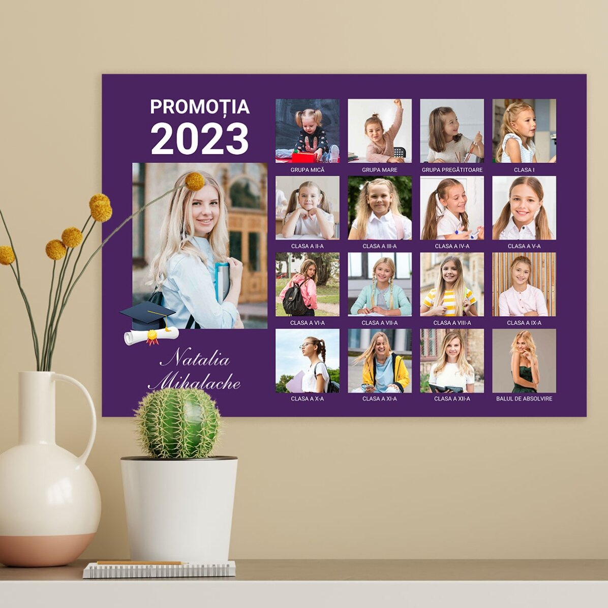 Poster personalizzato con 17 foto e testo - Laurea