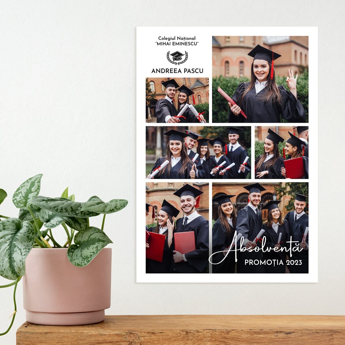 Poster personalizzato con 6 foto e testo - Laurea
