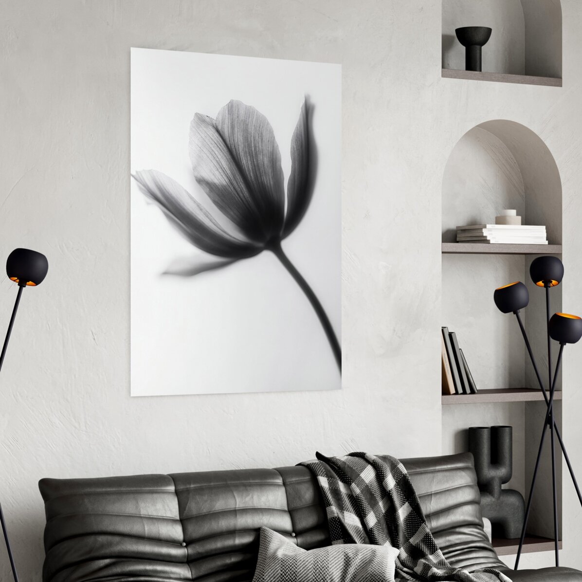 Poster con fiore in bianco e nero