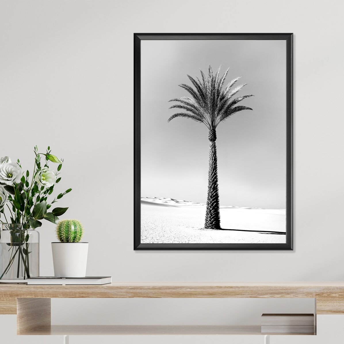 Poster con palma in bianco e nero