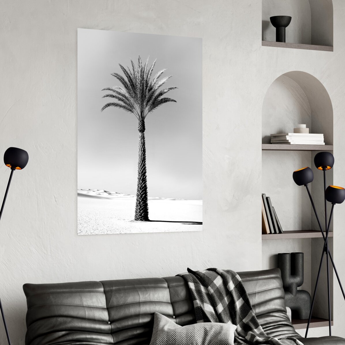 Poster con palma in bianco e nero
