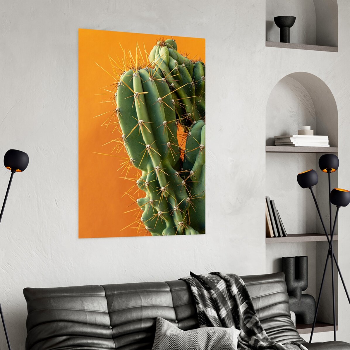 Poster con cactus su sfondo colorato