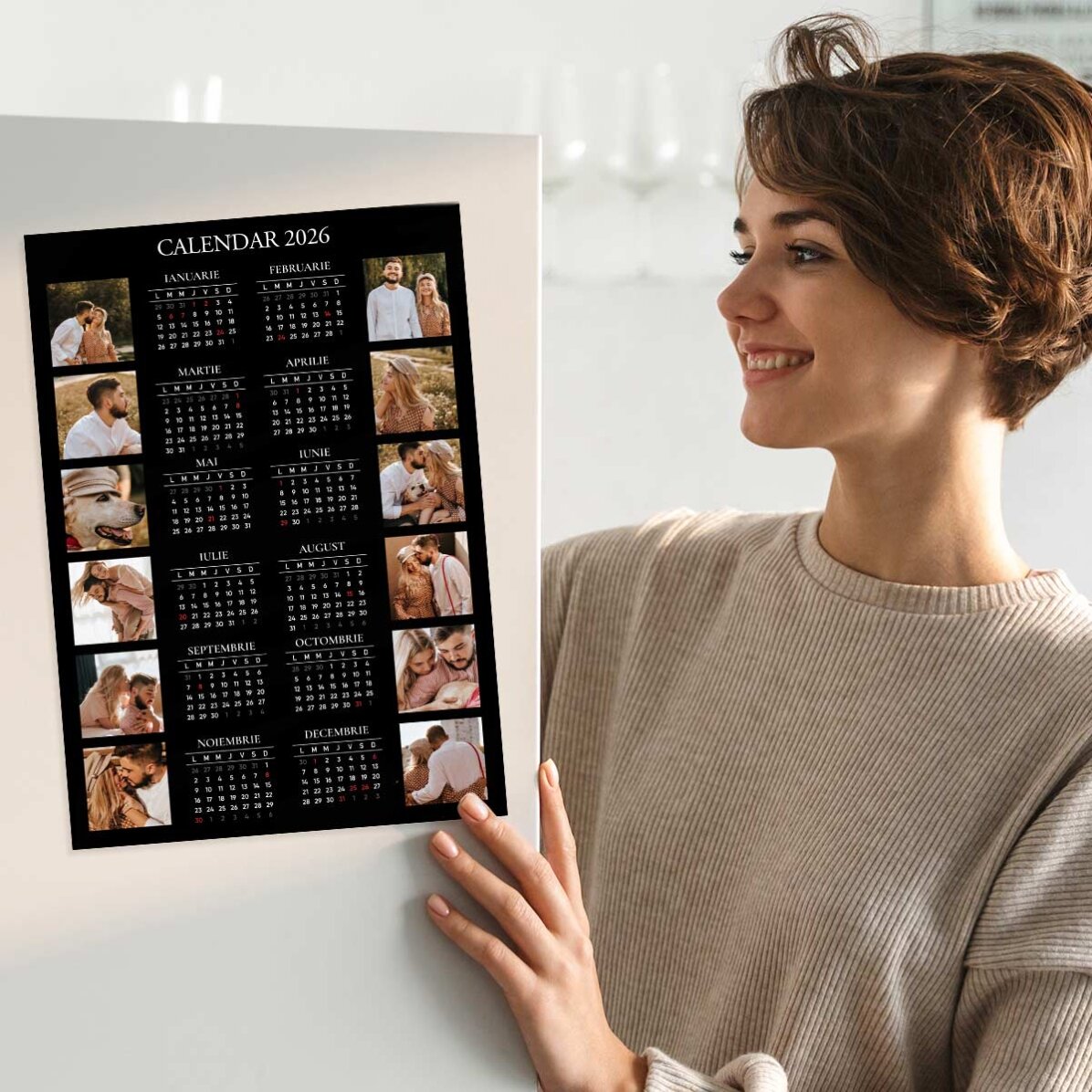 Poster calendario personalizzato con 12 foto e testo