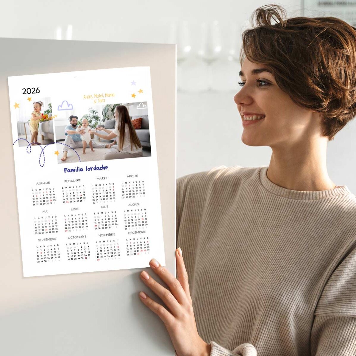 Calendario personalizzato con 2 foto e testo - Famiglia