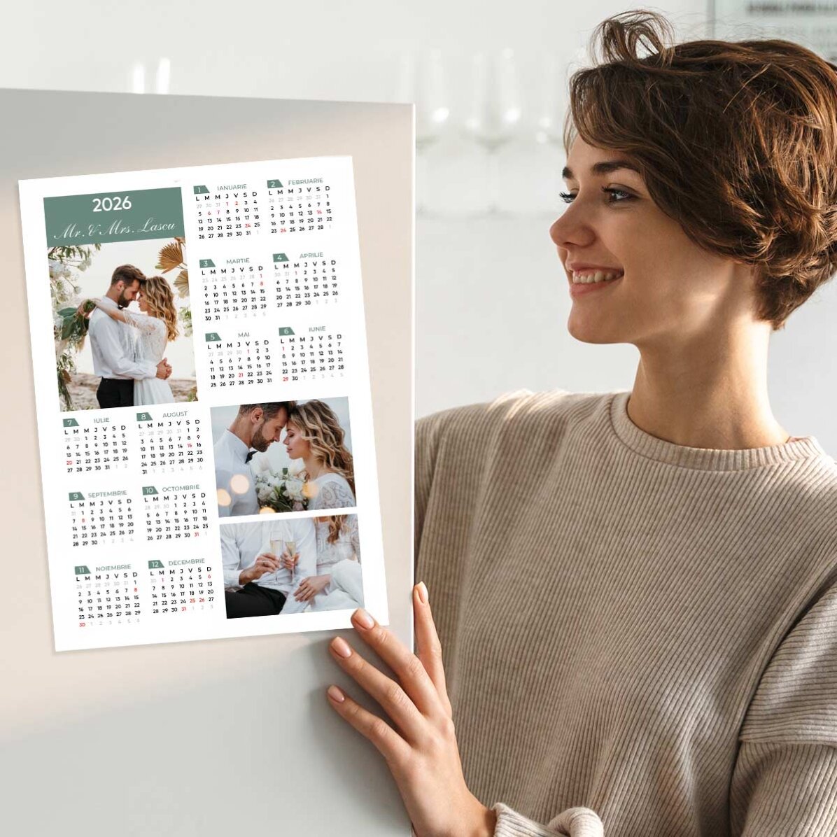 Calendario personalizzato con 3 foto e testo - formato verticale