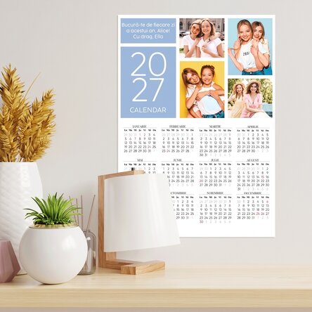 Poster calendario personalizzato con 4 foto e un messaggio