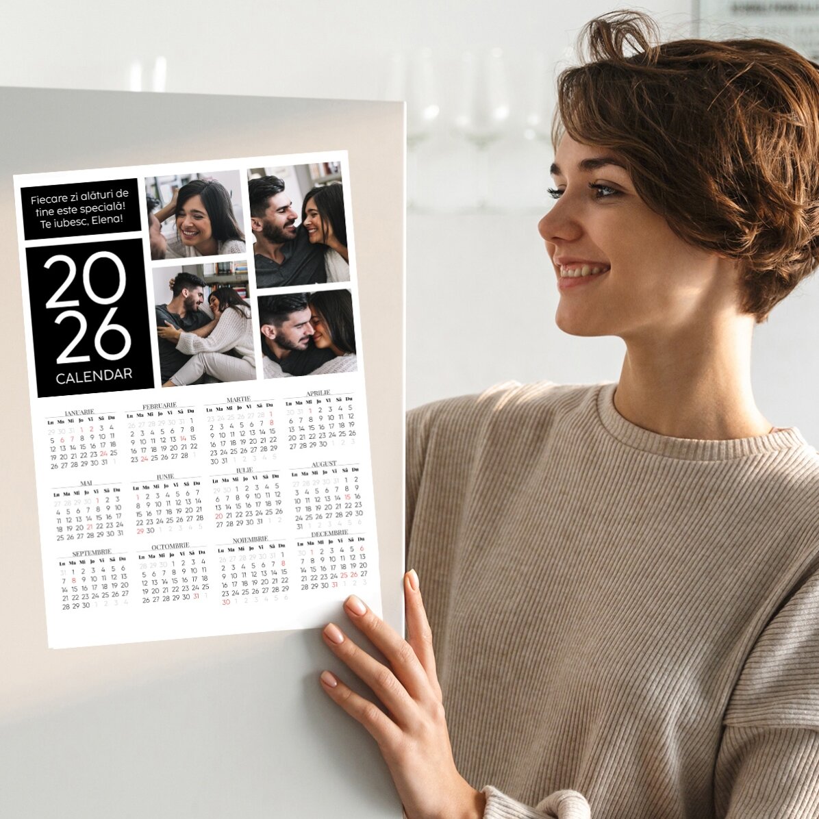 Poster calendario personalizzato con 4 foto e un messaggio