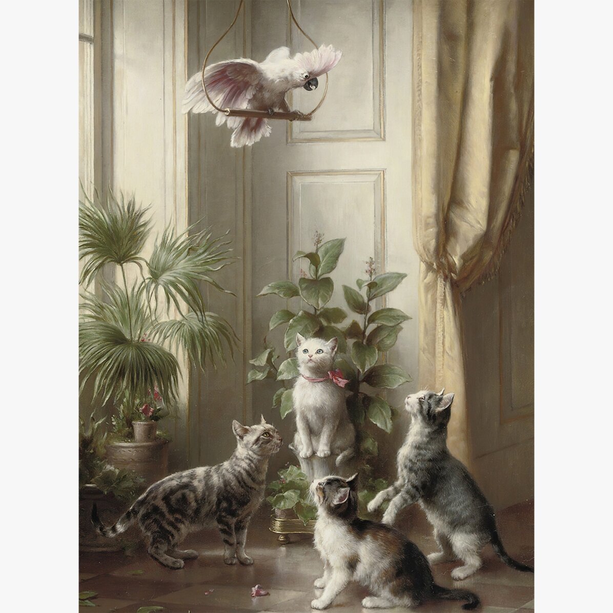 Poster Carl Reichert, Cats and Cockatoo 1898