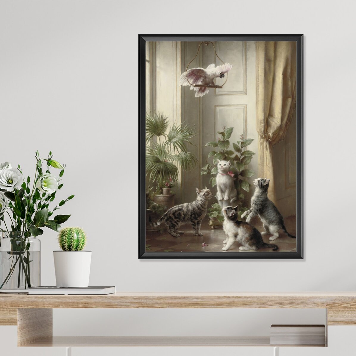 Poster Carl Reichert, Cats and Cockatoo 1898