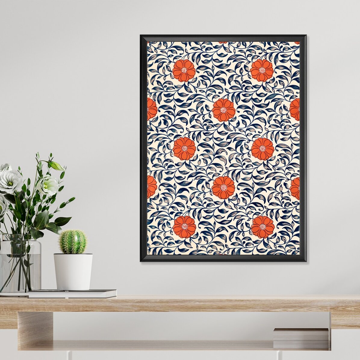Poster con fiori cinesi rossi
