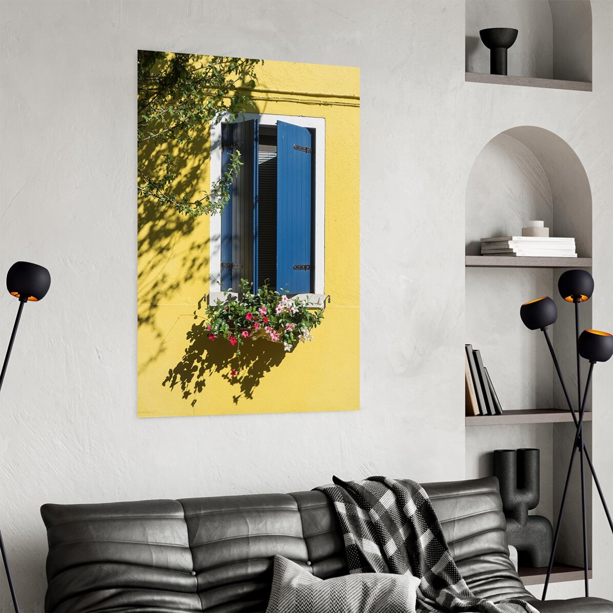 Poster “Finestra blu con fiori”