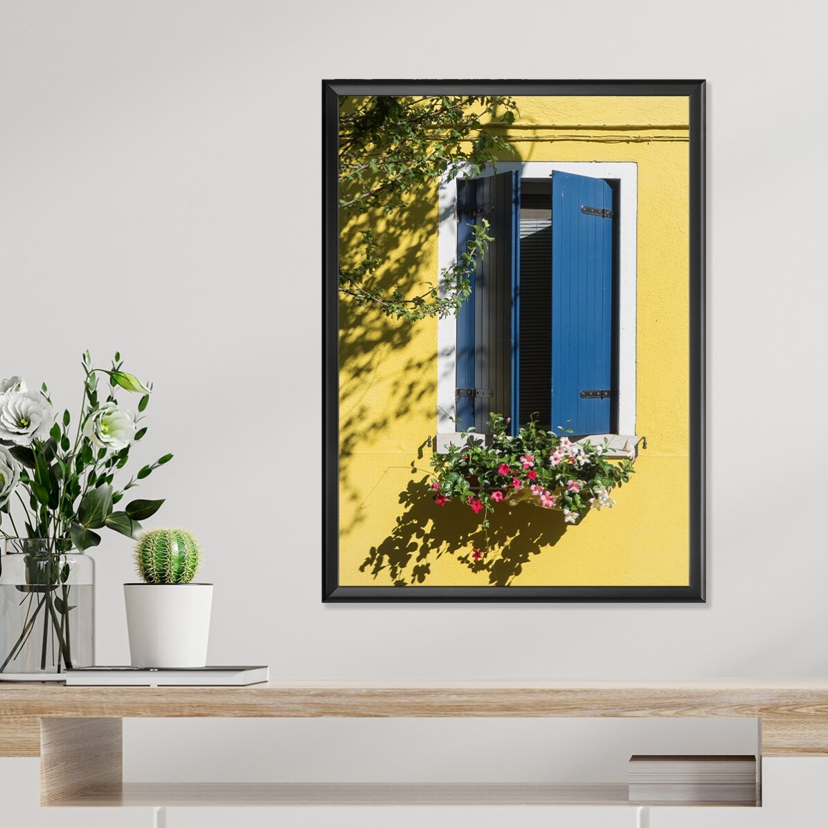 Poster “Finestra blu con fiori”