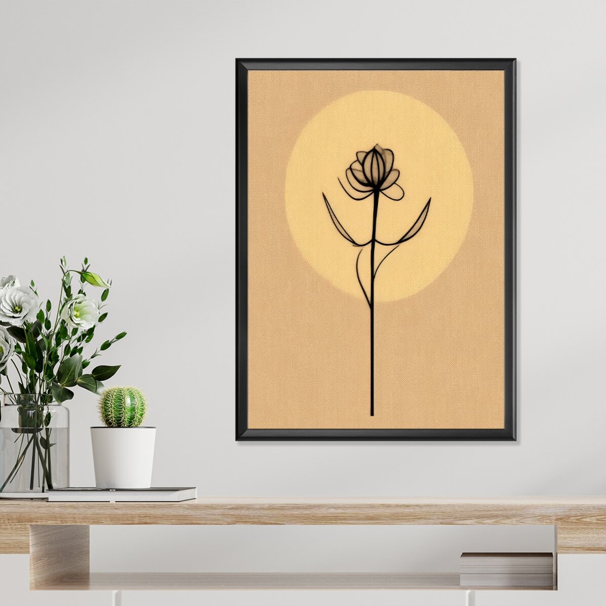 Poster con fiore minimalista in stile line art