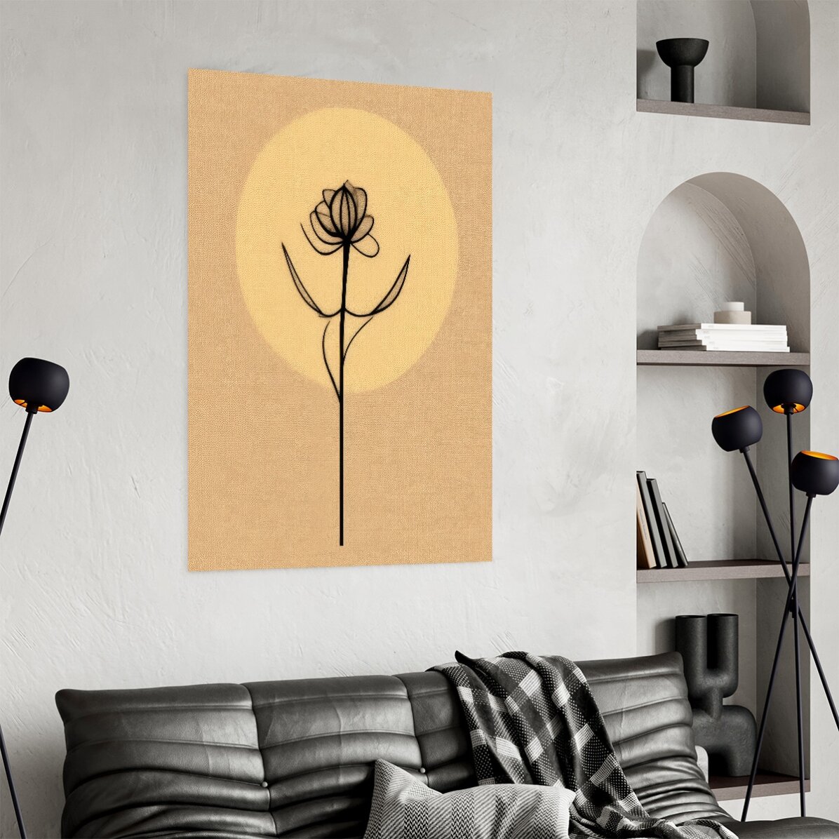Poster con fiore minimalista in stile line art