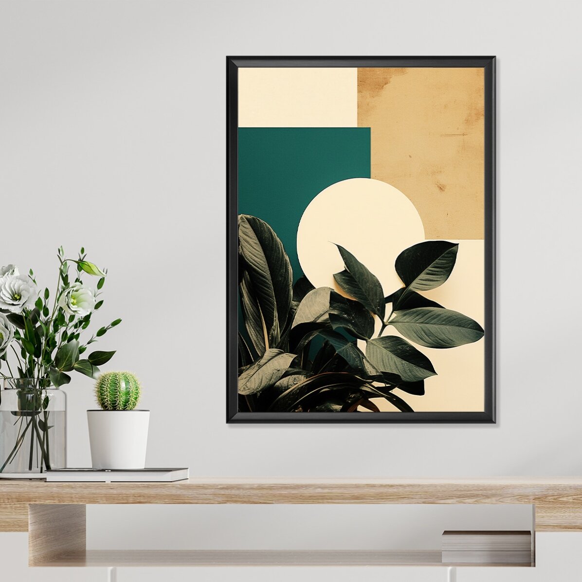 Leaves and Geometric Shapes Poster