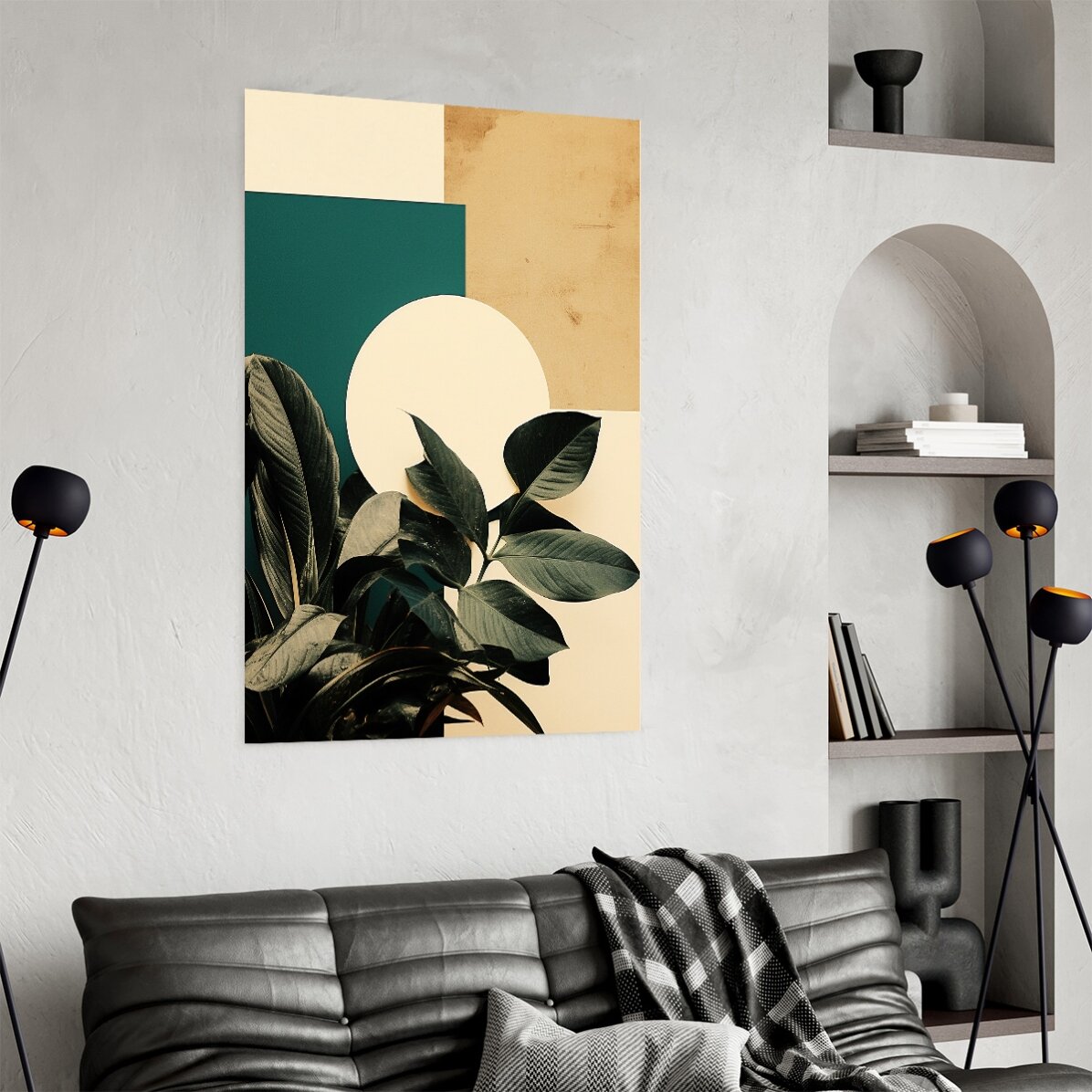 Leaves and Geometric Shapes Poster