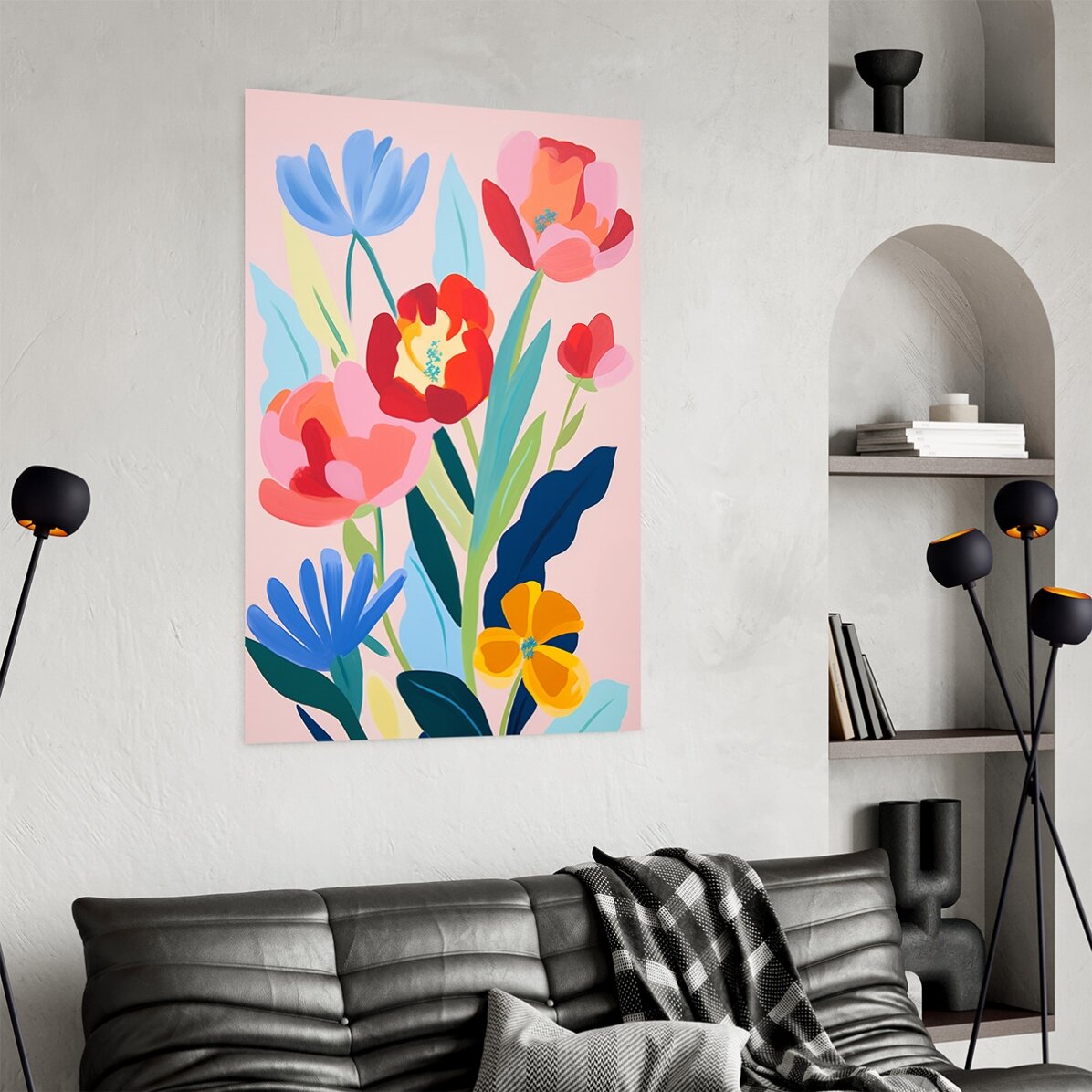 Poster con illustrazione di fiori colorati, disegnati 2