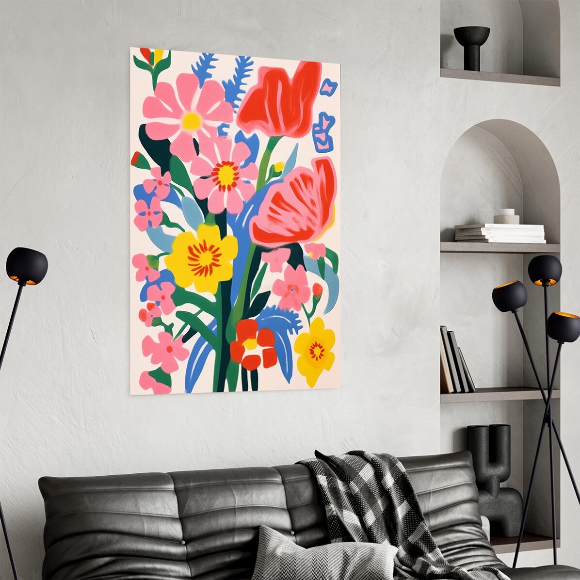 Poster con illustrazione di fiori colorati, disegno 1