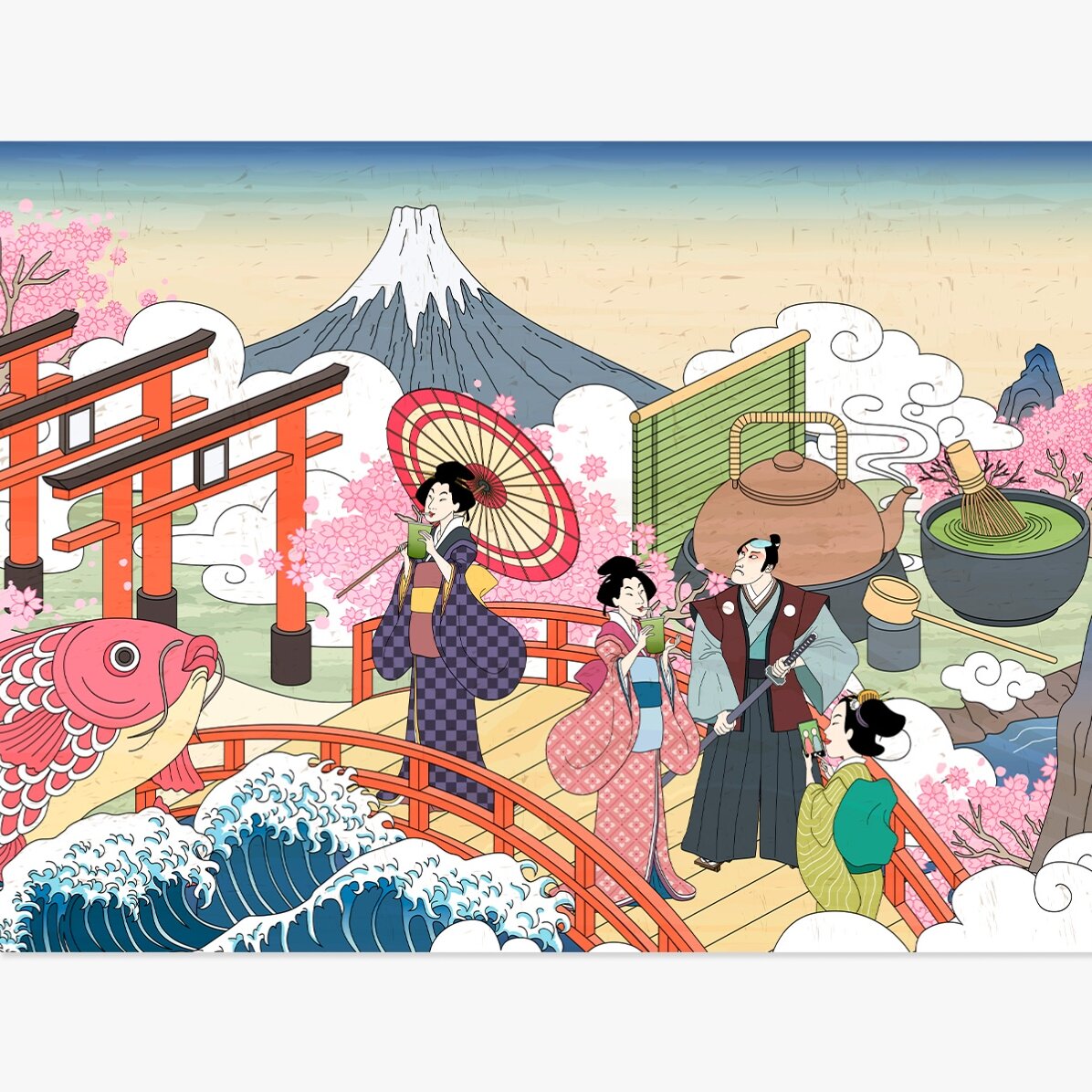 Poster con illustrazione retrò giapponese